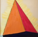 Orange and pink triangle leaning back