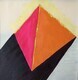 pink and orange triangle leaning back