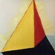yellow and red triangle leaning back