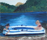 Ann and Ross in the Dinghy