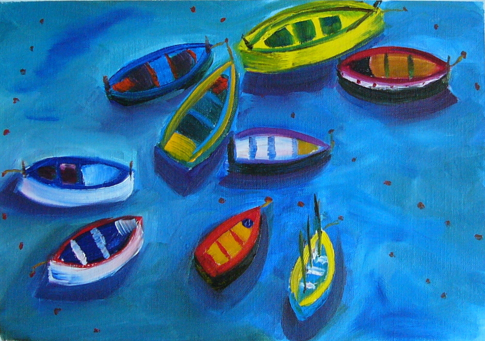 The Journey into Painting - Boats - Bird's Eye View of Fishing Boats #2