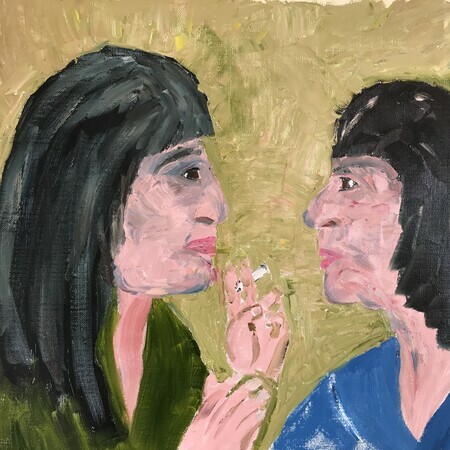 Two friends chatting copied from Gordon Stuart, National Portrait Gallery, London