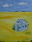 House Floating in a Canola Field