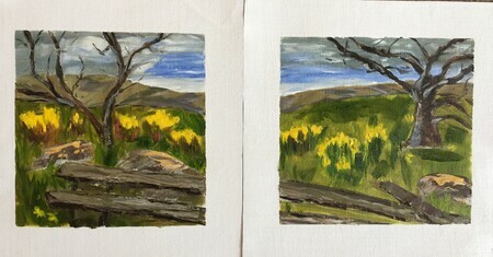 Garry oak and daffodils dyptych