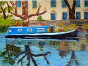 London Canal with Blue Boat