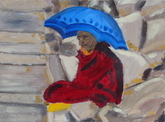 Monk with Umbrella